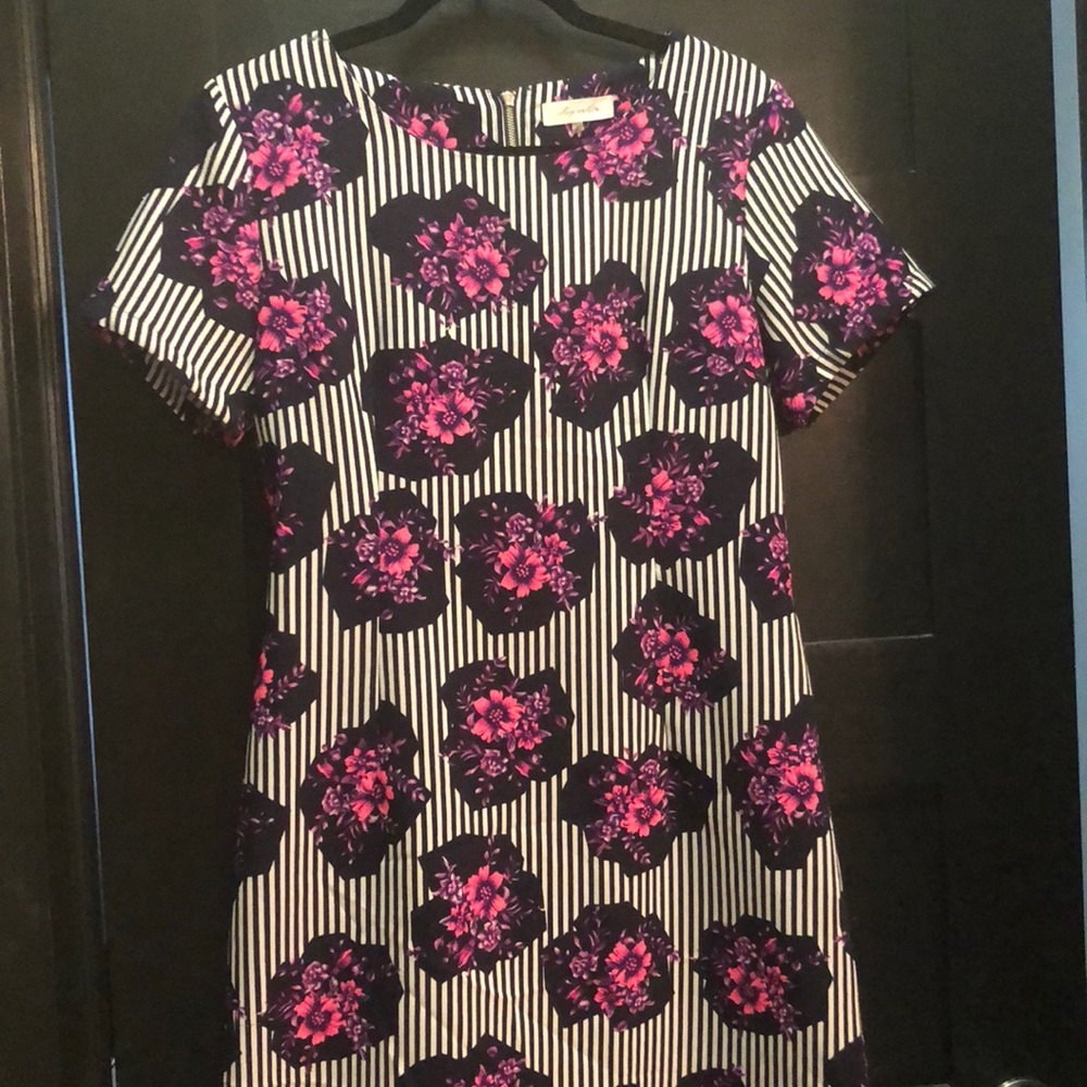 Floral & striped shift dress